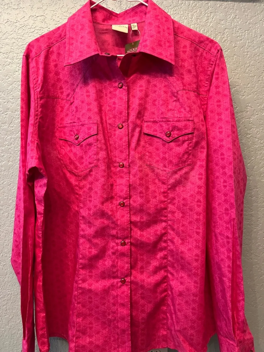 Rockies Women’s Pearl Snap Western Shirt Pink Vintage XL - Picture 6 of 11